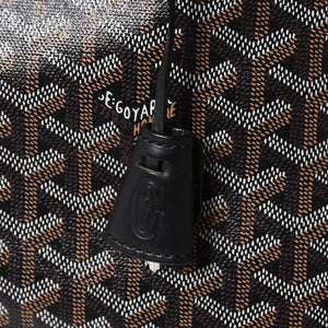 極美品 GOYARD ゴヤール ヴァンドーム MM ハンドバッグ ヘリンボーン柄 レザー ブラック シルバー金具 中古 4a009027