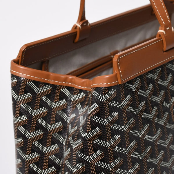 極美品 GOYARD ゴヤール ベルシャスPM トートバッグ ブラック ブラウン フランス製 PVC レザー 中古 4a008920