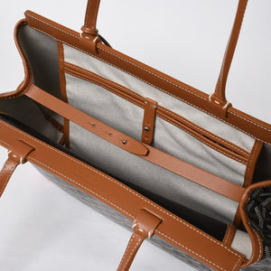 極美品 GOYARD ゴヤール ベルシャスPM トートバッグ ブラック ブラウン フランス製 PVC レザー 中古 4a008920