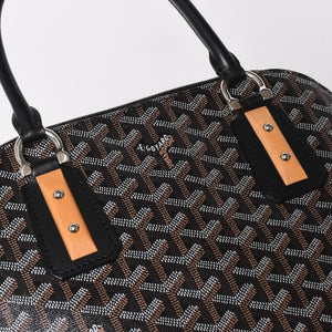 極美品 GOYARD ゴヤール ヴァンドーム MM ハンドバッグ ヘリンボーン柄 レザー ブラック シルバー金具 中古 4a009027