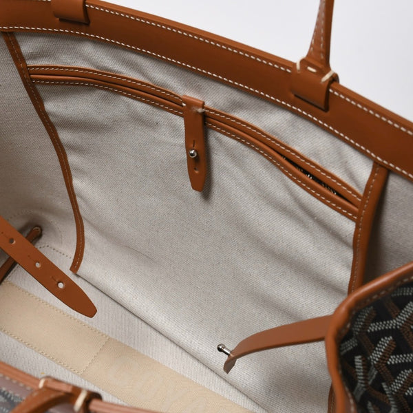 極美品 GOYARD ゴヤール ベルシャスPM トートバッグ ブラック ブラウン フランス製 PVC レザー 中古 4a008920