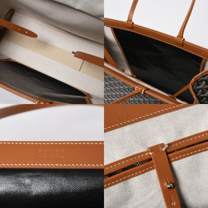 極美品 GOYARD ゴヤール ベルシャスPM トートバッグ ブラック ブラウン フランス製 PVC レザー 中古 4a008920