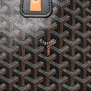 極美品 GOYARD ゴヤール ヴァンドーム MM ハンドバッグ ヘリンボーン柄 レザー ブラック シルバー金具 中古 4a009027