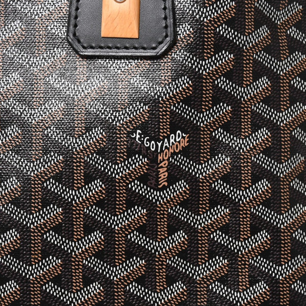 極美品 GOYARD ゴヤール ヴァンドーム MM ハンドバッグ ヘリンボーン柄 レザー ブラック シルバー金具 中古 4a009027