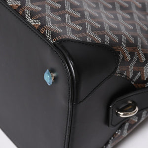 極美品 GOYARD ゴヤール ヴァンドーム MM ハンドバッグ ヘリンボーン柄 レザー ブラック シルバー金具 中古 4a009027