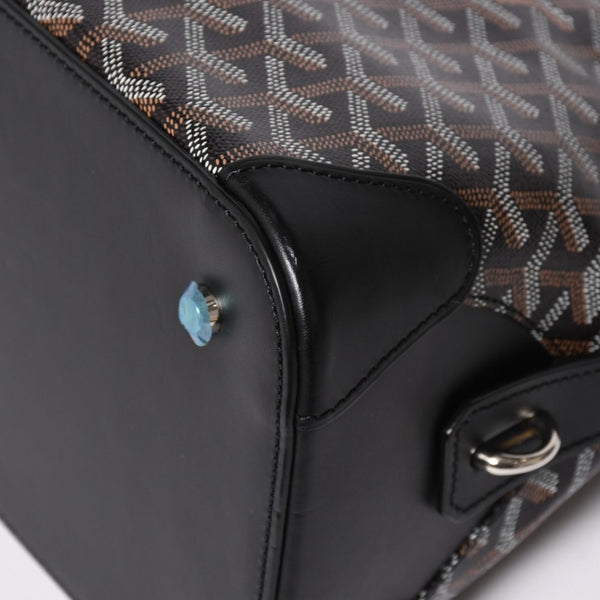 極美品 GOYARD ゴヤール ヴァンドーム MM ハンドバッグ ヘリンボーン柄 レザー ブラック シルバー金具 中古 4a009027