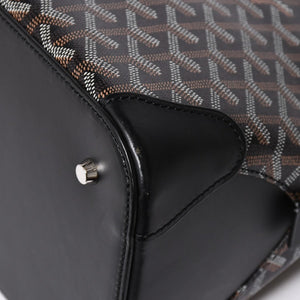 極美品 GOYARD ゴヤール ヴァンドーム MM ハンドバッグ ヘリンボーン柄 レザー ブラック シルバー金具 中古 4a009027