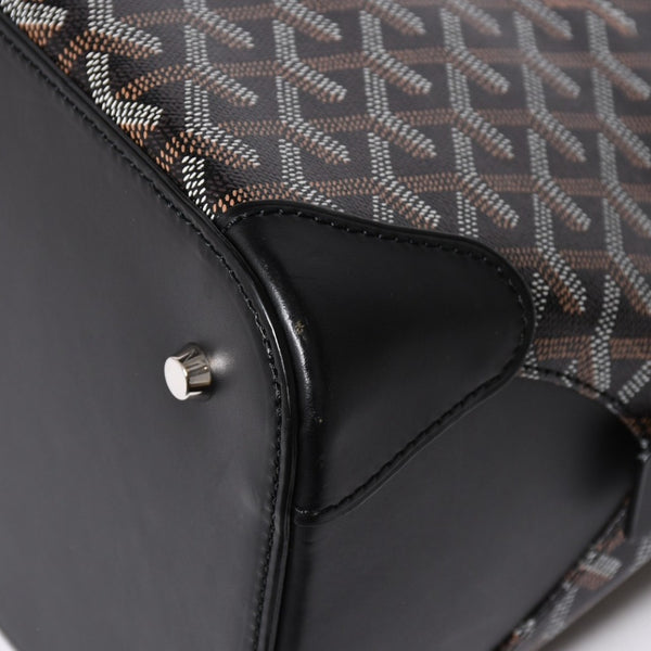 極美品 GOYARD ゴヤール ヴァンドーム MM ハンドバッグ ヘリンボーン柄 レザー ブラック シルバー金具 中古 4a009027
