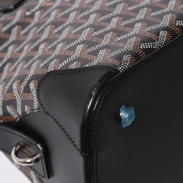 極美品 GOYARD ゴヤール ヴァンドーム MM ハンドバッグ ヘリンボーン柄 レザー ブラック シルバー金具 中古 4a009027