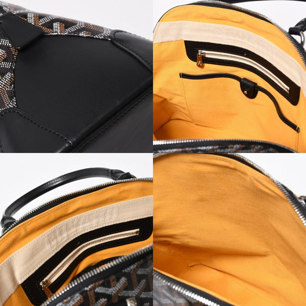 極美品 GOYARD ゴヤール ヴァンドーム MM ハンドバッグ ヘリンボーン柄 レザー ブラック シルバー金具 中古 4a009027