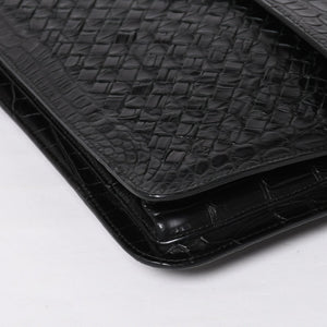 Like new BOTTEGAVENETA Intrecciato clutch bag black matte black hardware leather used 4a008933