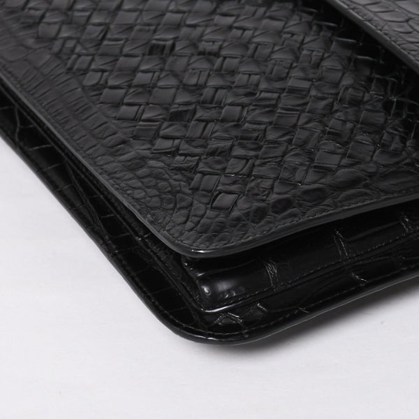 Like new BOTTEGAVENETA Intrecciato clutch bag black matte black hardware leather used 4a008933