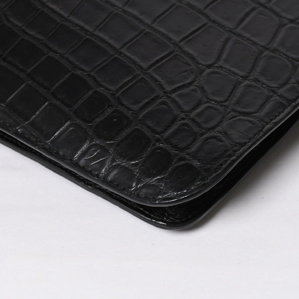 Like new BOTTEGAVENETA Intrecciato clutch bag black matte black hardware leather used 4a008933