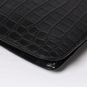 Like new BOTTEGAVENETA Intrecciato clutch bag black matte black hardware leather used 4a008933
