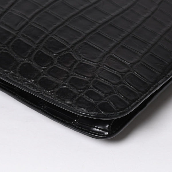 Like new BOTTEGAVENETA Intrecciato clutch bag black matte black hardware leather used 4a008933