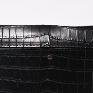 Like new BOTTEGAVENETA Intrecciato clutch bag black matte black hardware leather used 4a008933