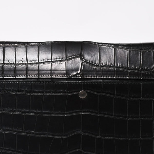 Like new BOTTEGAVENETA Intrecciato clutch bag black matte black hardware leather used 4a008933