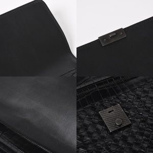 Like new BOTTEGAVENETA Intrecciato clutch bag black matte black hardware leather used 4a008933