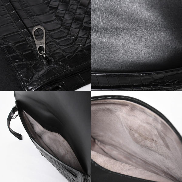 Like new BOTTEGAVENETA Intrecciato clutch bag black matte black hardware leather used 4a008933