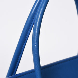 新品同様 CELINE セリーヌ ビッグ スマイルラゲージ ハンドバッグ 123683GW4.07QH カーフスキン ブルー ゴールド金具 中古 4a008760