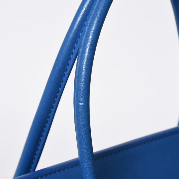 新品同様 CELINE セリーヌ ビッグ スマイルラゲージ ハンドバッグ 123683GW4.07QH カーフスキン ブルー ゴールド金具 中古 4a008760