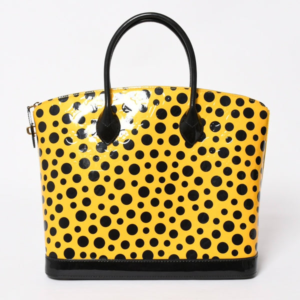 LOUIS VUITTON ルイヴィトン 草間彌生 ロックイットMM ジョーヌ M91398 モノグラムヴェルニ ドットインフィニティ 美品 中古 4a009029