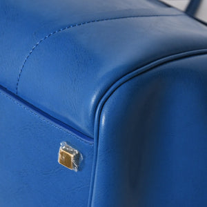 新品同様 CELINE セリーヌ ビッグ スマイルラゲージ ハンドバッグ 123683GW4.07QH カーフスキン ブルー ゴールド金具 中古 4a008760