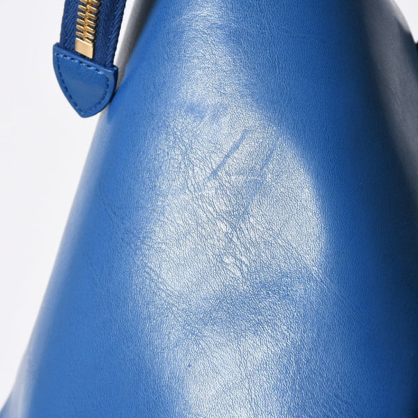 新品同様 CELINE セリーヌ ビッグ スマイルラゲージ ハンドバッグ 123683GW4.07QH カーフスキン ブルー ゴールド金具 中古 4a008760