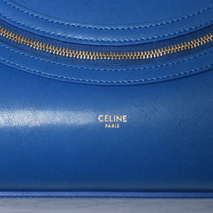 新品同様 CELINE セリーヌ ビッグ スマイルラゲージ ハンドバッグ 123683GW4.07QH カーフスキン ブルー ゴールド金具 中古 4a008760