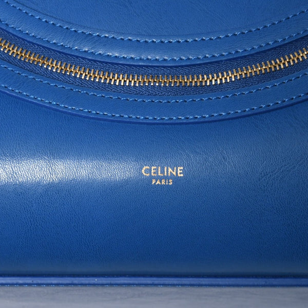 新品同様 CELINE セリーヌ ビッグ スマイルラゲージ ハンドバッグ 123683GW4.07QH カーフスキン ブルー ゴールド金具 中古 4a008760