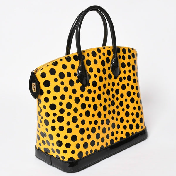 LOUIS VUITTON ルイヴィトン 草間彌生 ロックイットMM ジョーヌ M91398 モノグラムヴェルニ ドットインフィニティ 美品 中古 4a009029