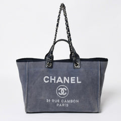 CHANEL シャネル ドーヴィル デニム ラージ 2WAY トートバッグ ショルダーバッグ 16番台 ブルー シルバー金具 美品 中古 4a008927
