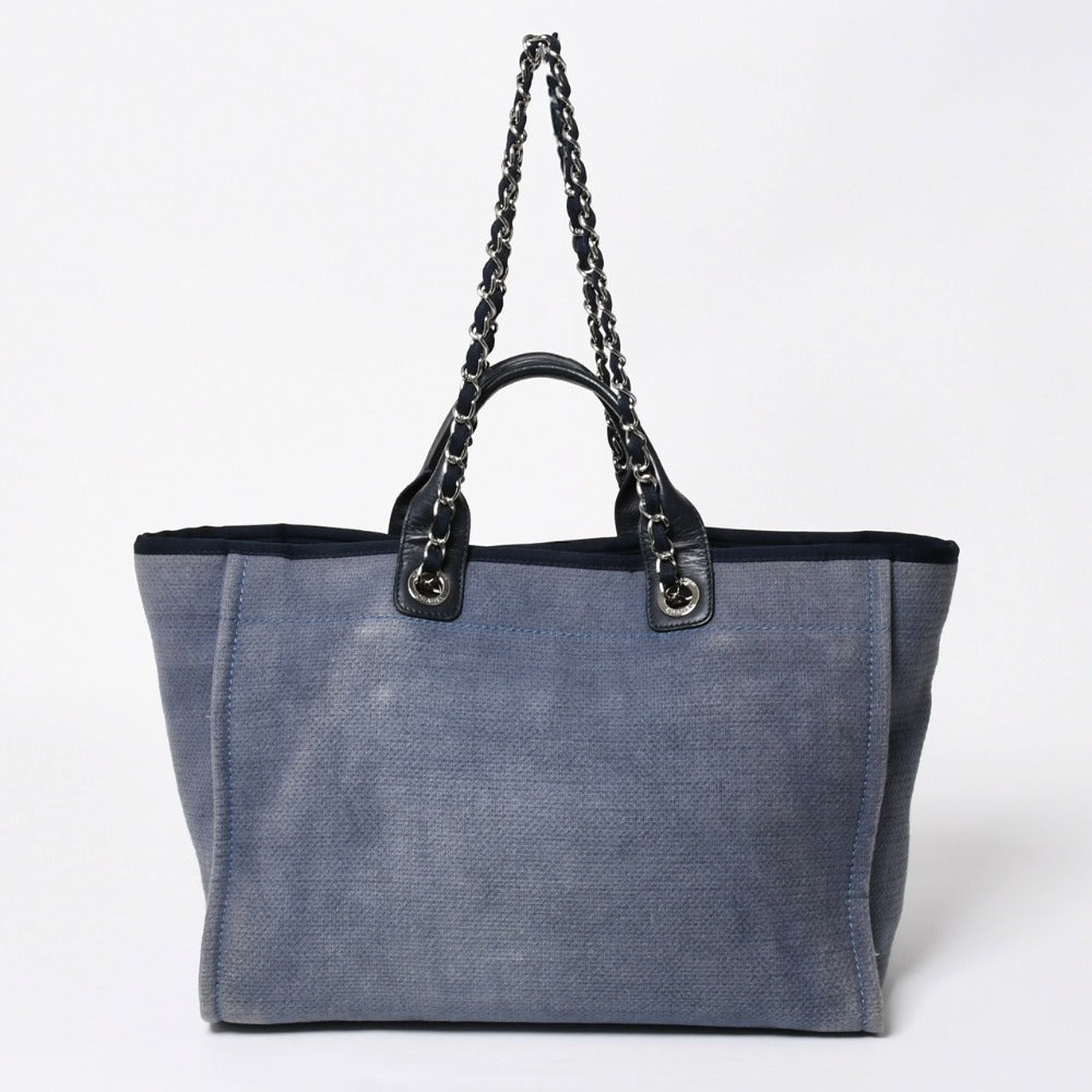 CHANEL シャネル ドーヴィル デニム ラージ 2WAY トートバッグ ショルダーバッグ 16番台 ブルー シルバー金具 美品 中古 4a008927
