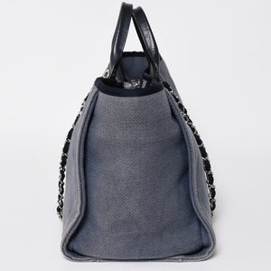 CHANEL シャネル ドーヴィル デニム ラージ 2WAY トートバッグ ショルダーバッグ 16番台 ブルー シルバー金具 美品 中古 4a008927