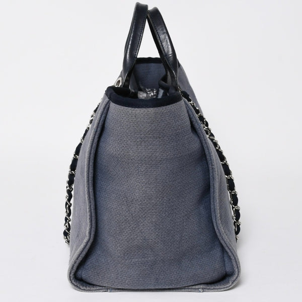 CHANEL シャネル ドーヴィル デニム ラージ 2WAY トートバッグ ショルダーバッグ 16番台 ブルー シルバー金具 美品 中古 4a008927