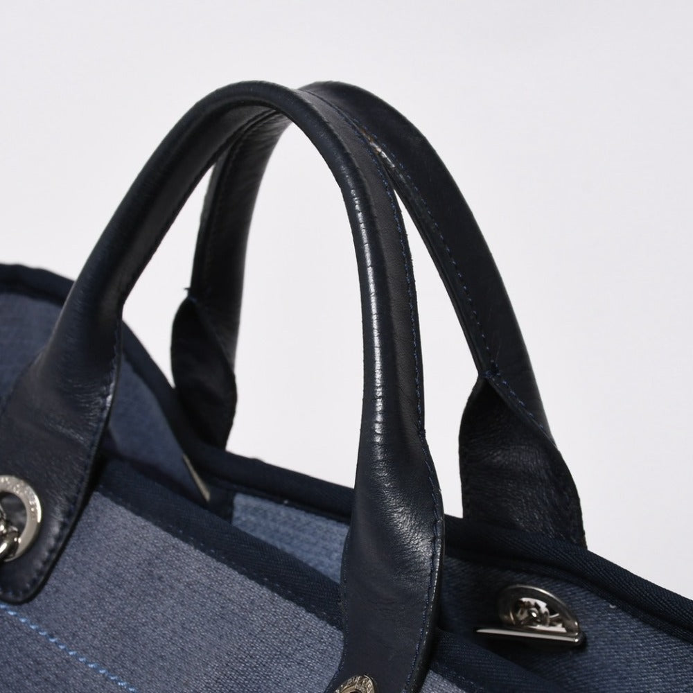 CHANEL Deauville Denim Large 2WAY Tote Bag Shoulder Bag No. 16 Blue Silver Hardware Good Condition Used 4a008927