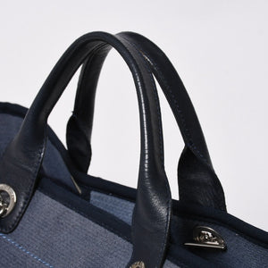CHANEL シャネル ドーヴィル デニム ラージ 2WAY トートバッグ ショルダーバッグ 16番台 ブルー シルバー金具 美品 中古 4a008927
