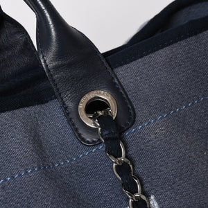 CHANEL シャネル ドーヴィル デニム ラージ 2WAY トートバッグ ショルダーバッグ 16番台 ブルー シルバー金具 美品 中古 4a008927