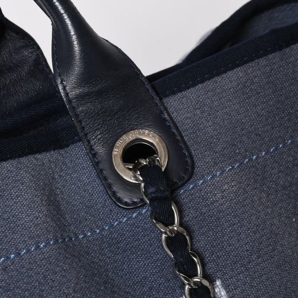 CHANEL シャネル ドーヴィル デニム ラージ 2WAY トートバッグ ショルダーバッグ 16番台 ブルー シルバー金具 美品 中古 4a008927