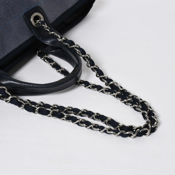 CHANEL シャネル ドーヴィル デニム ラージ 2WAY トートバッグ ショルダーバッグ 16番台 ブルー シルバー金具 美品 中古 4a008927