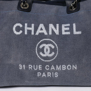 CHANEL シャネル ドーヴィル デニム ラージ 2WAY トートバッグ ショルダーバッグ 16番台 ブルー シルバー金具 美品 中古 4a008927