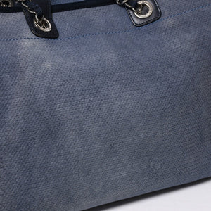 CHANEL シャネル ドーヴィル デニム ラージ 2WAY トートバッグ ショルダーバッグ 16番台 ブルー シルバー金具 美品 中古 4a008927