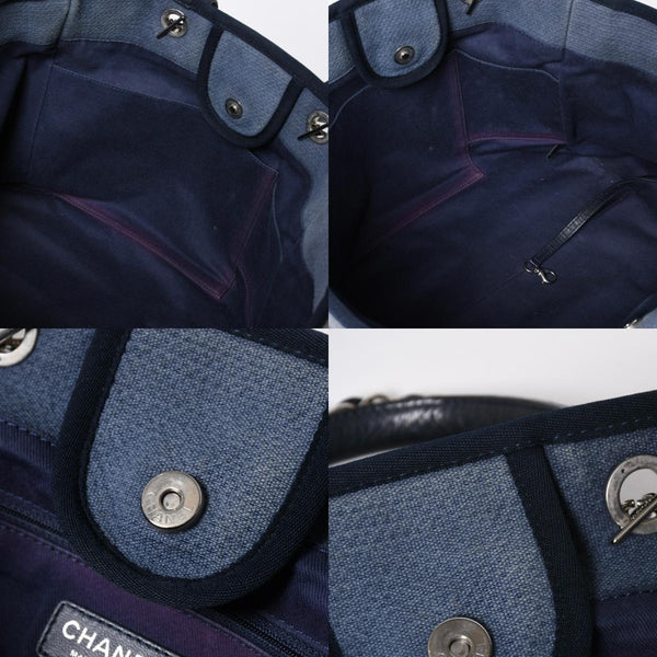 CHANEL シャネル ドーヴィル デニム ラージ 2WAY トートバッグ ショルダーバッグ 16番台 ブルー シルバー金具 美品 中古 4a008927