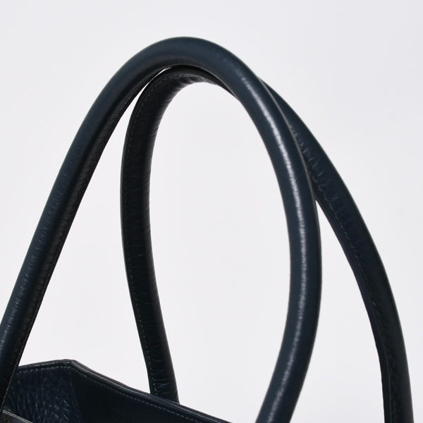 極美品 CHANEL シャネル エグゼクティブ スモール トートバッグ 18番台 ココマーク キャビアスキン ネイビー系 シルバー金具 中古 4a008915