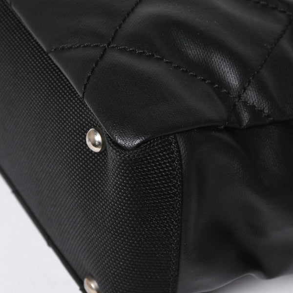 新品同様 希少品 CHANEL シャネル トートバッグ パリビアリッツ イタリア製 コーティングキャンバス レザー 黒 ブラック 11番台 中古 4a008373