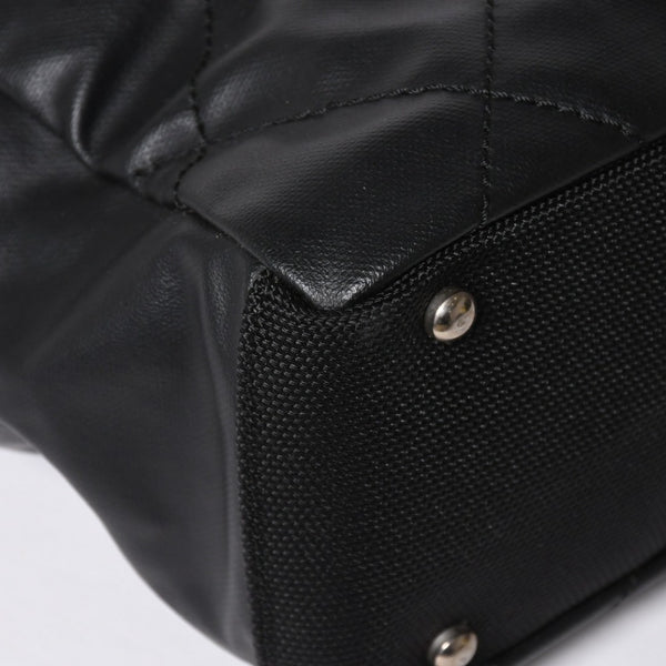 新品同様 希少品 CHANEL シャネル トートバッグ パリビアリッツ イタリア製 コーティングキャンバス レザー 黒 ブラック 11番台 中古 4a008373