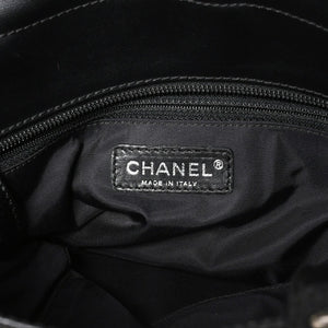 新品同様 希少品 CHANEL シャネル トートバッグ パリビアリッツ イタリア製 コーティングキャンバス レザー 黒 ブラック 11番台 中古 4a008373