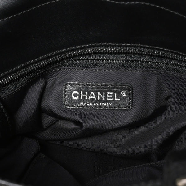 新品同様 希少品 CHANEL シャネル トートバッグ パリビアリッツ イタリア製 コーティングキャンバス レザー 黒 ブラック 11番台 中古 4a008373