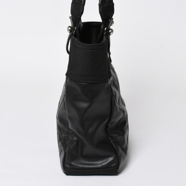 新品同様 希少品 CHANEL シャネル トートバッグ パリビアリッツ イタリア製 コーティングキャンバス レザー 黒 ブラック 11番台 中古 4a008373