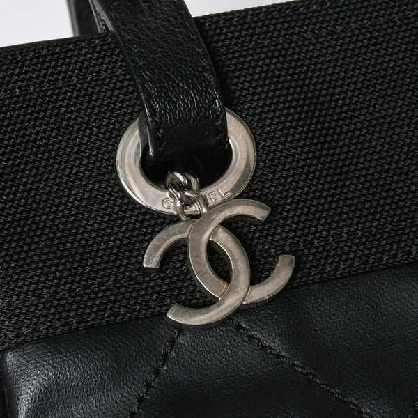 新品同様 希少品 CHANEL シャネル トートバッグ パリビアリッツ イタリア製 コーティングキャンバス レザー 黒 ブラック 11番台 中古 4a008373